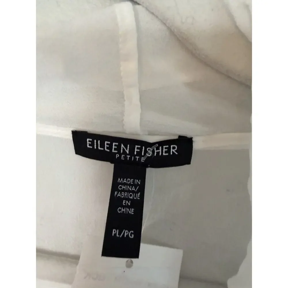 Eileen Fisher Sz Petite Large Sheer 100% Silk Georgette High Collar Jacket $398